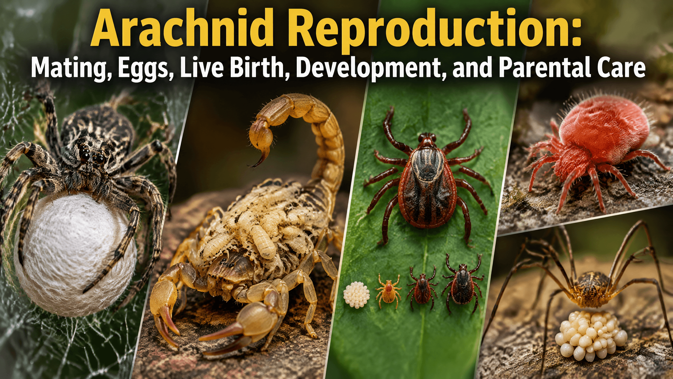 Arachnid Reproduction: Mating, Eggs, Live Birth, Development, and Parental Care