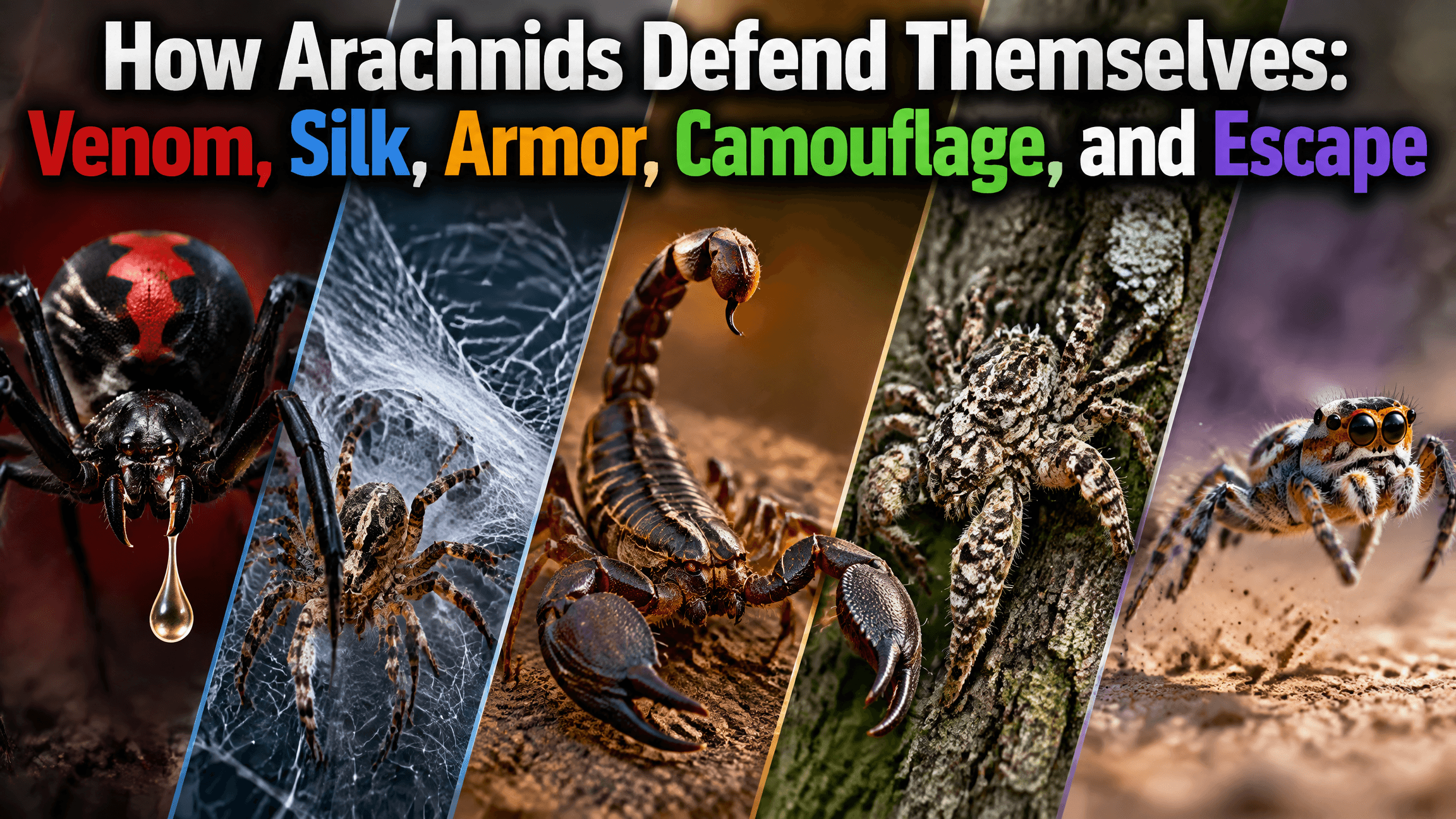 How Arachnids Defend Themselves: Venom, Silk, Armor, Camouflage, and Escape
