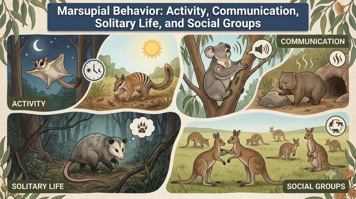 Marsupial Behavior: Activity, Communication, Solitary Life, and Social Groups