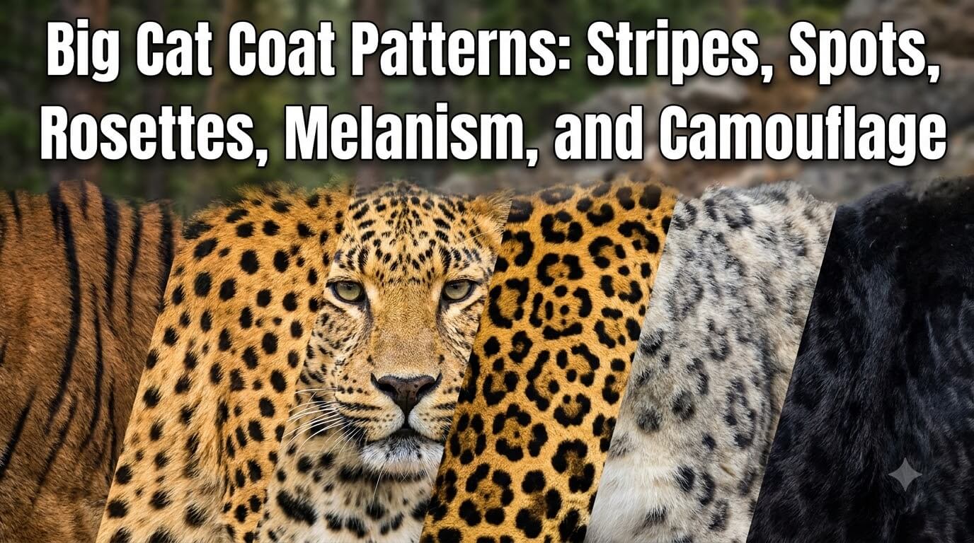 Big Cat Coat Patterns: Stripes, Spots, Rosettes, Melanism, and Camouflage