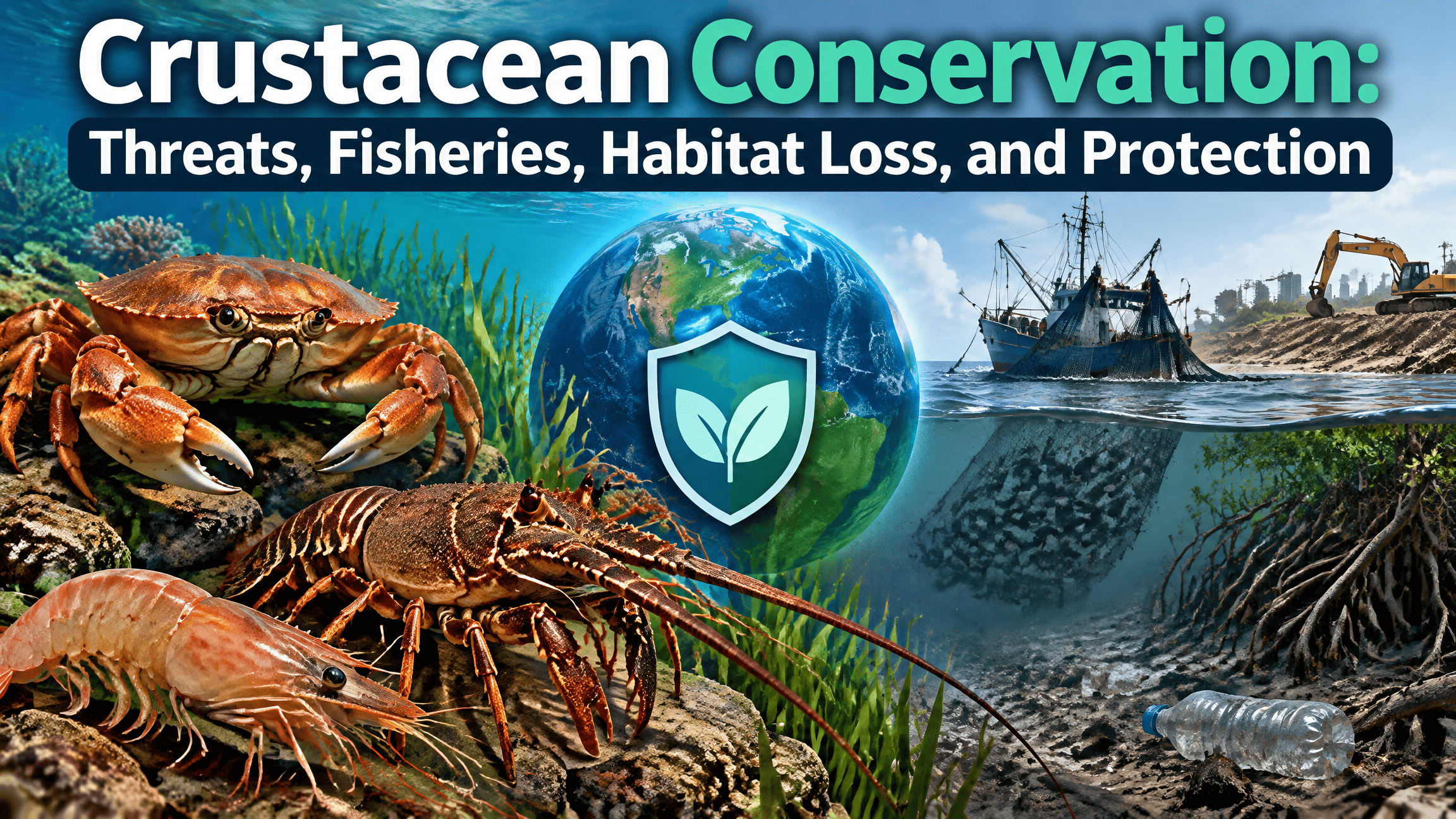 Crustacean Conservation: Threats, Fisheries, Habitat Loss, and Protection