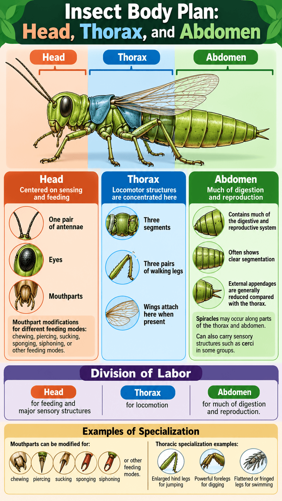 Insect Body Plan: Head, Thorax, and Abdomen