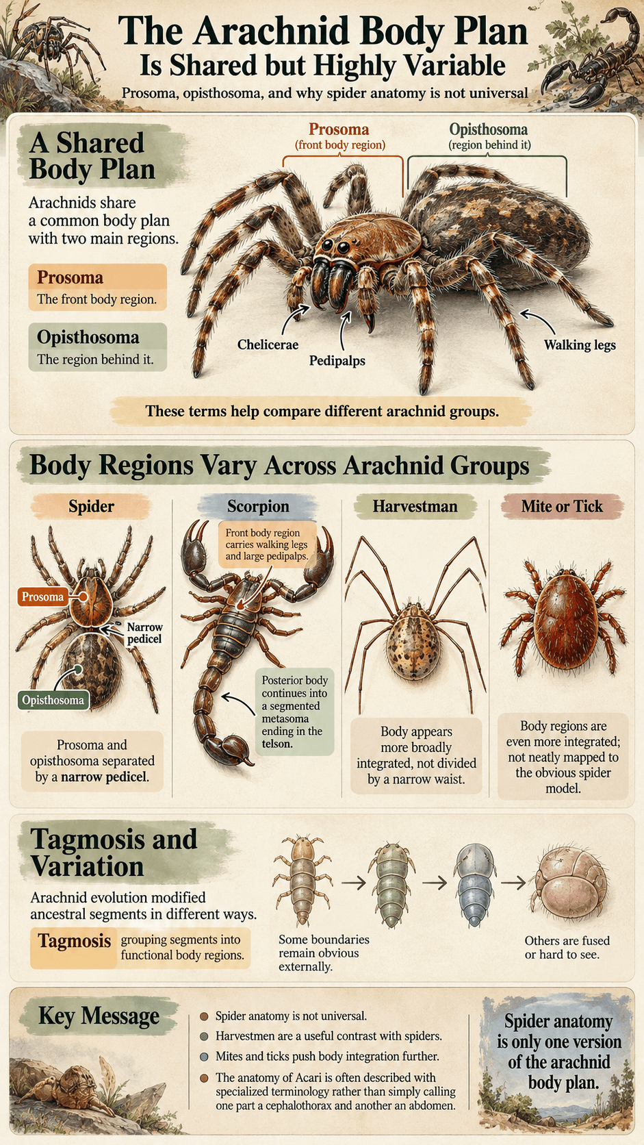 The Arachnid Body Plan Is Shared but Highly Variable