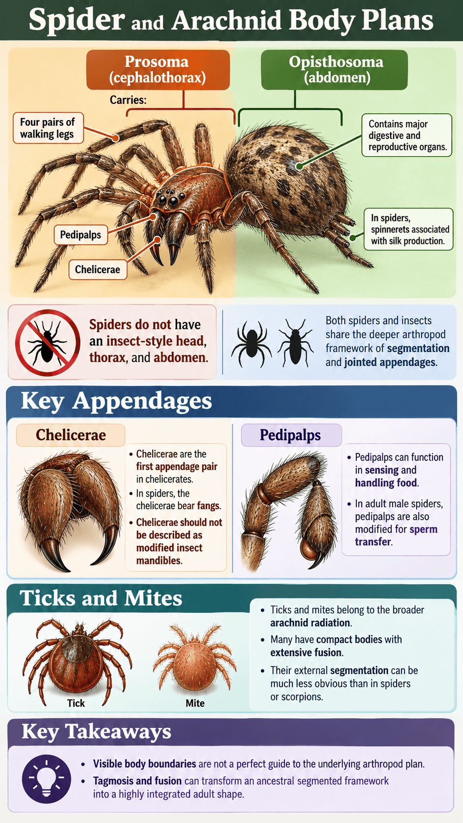 Spider and Arachnid Body Plans