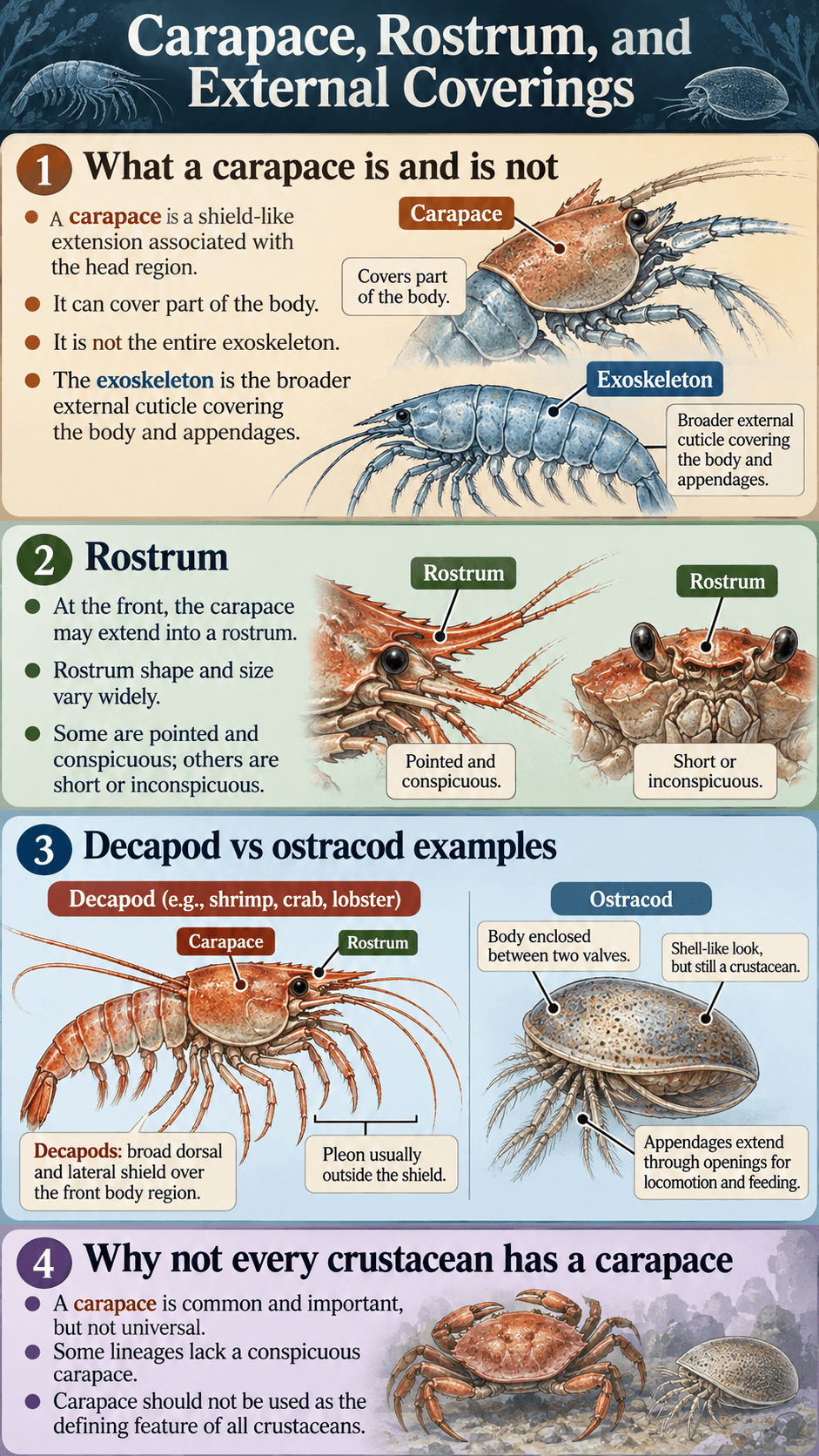 Carapace, Rostrum, and External Coverings