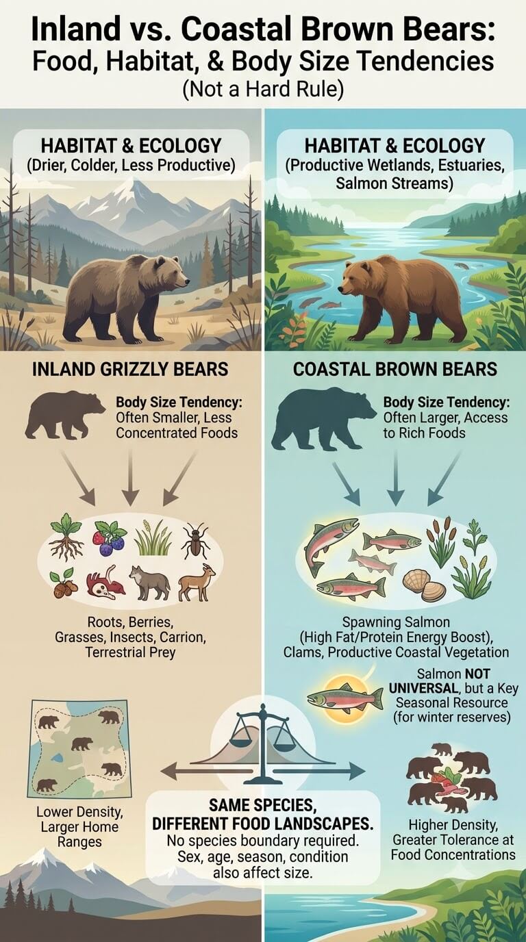 Inland vs Coastal Brown Bears