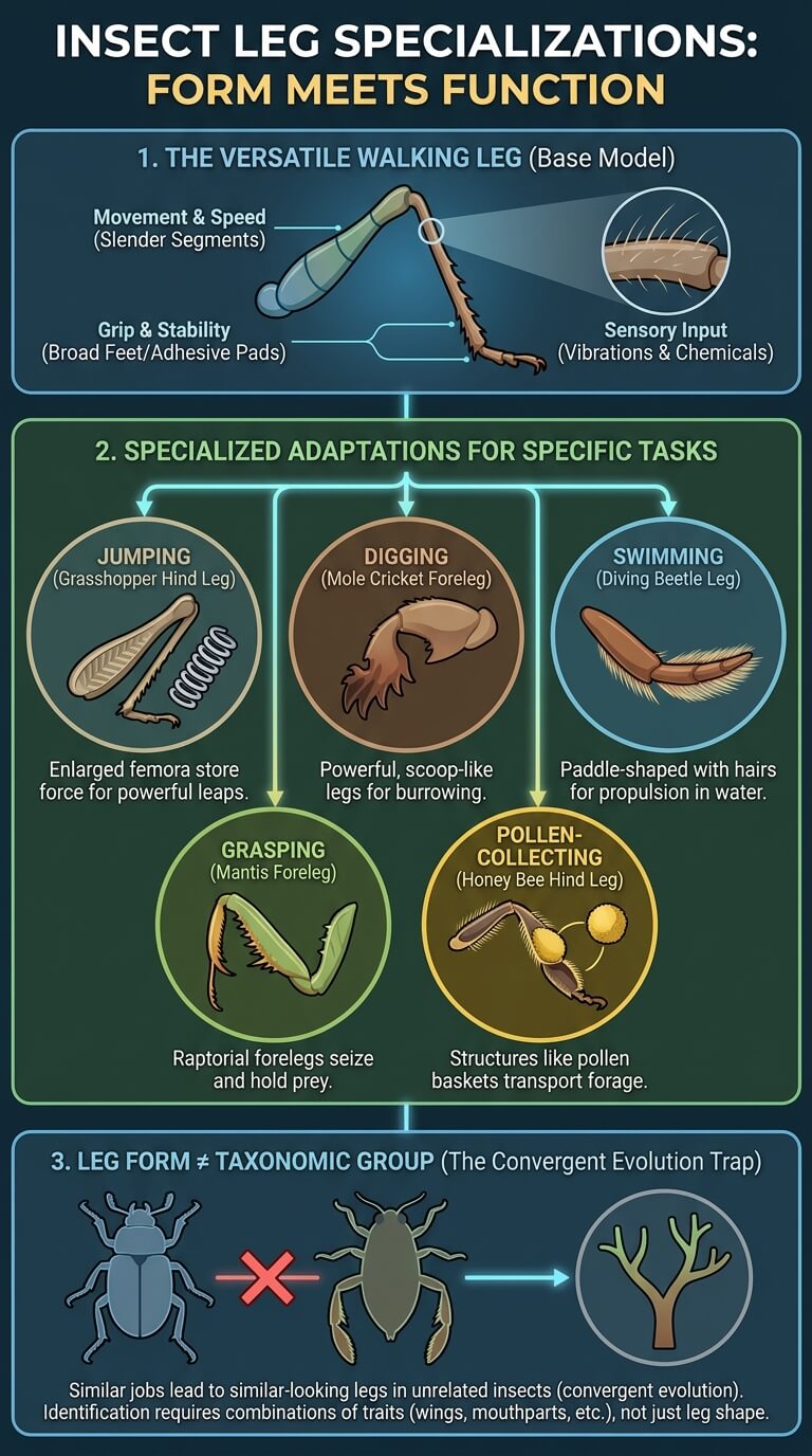 Six Legs and Their Specializations