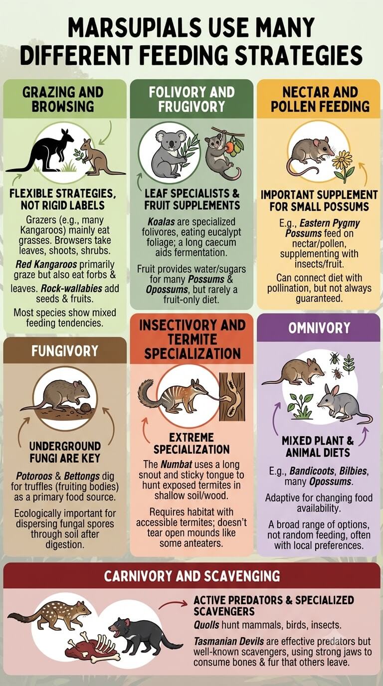 Marsupials Use Many Different Feeding Strategies