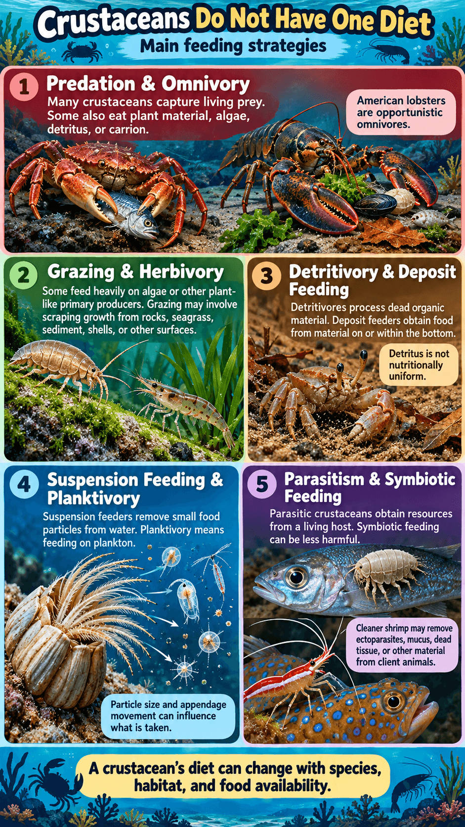 Crustaceans Do Not Have One Diet