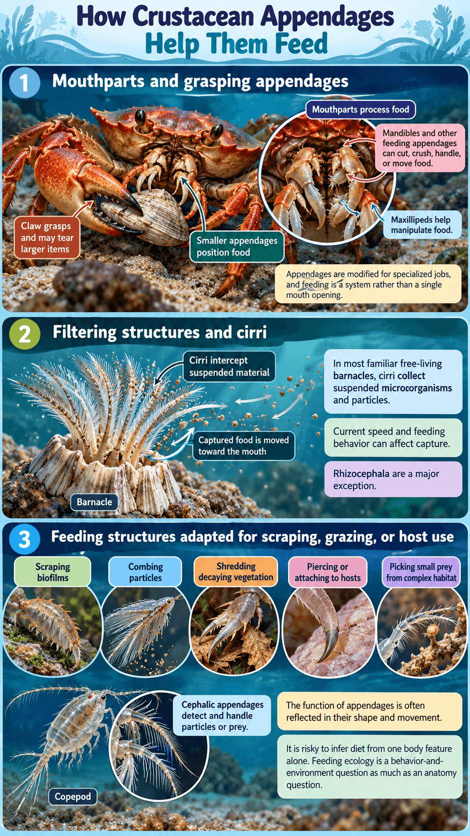 How Crustacean Appendages Help Them Feed