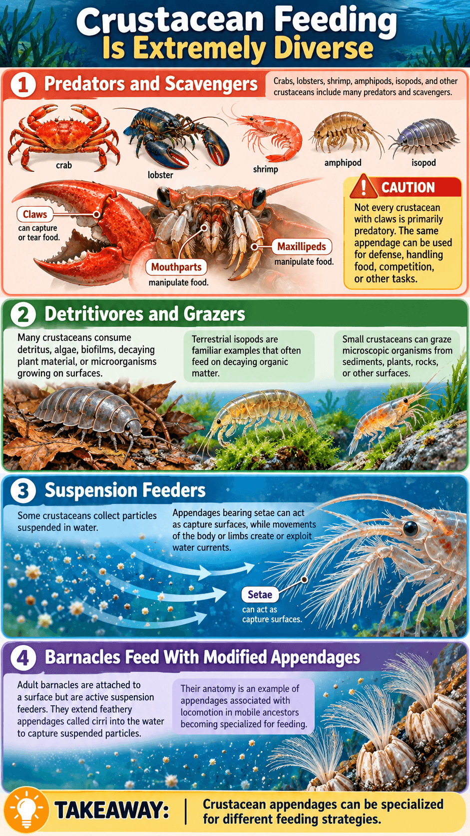 Crustacean Feeding Is Extremely Diverse