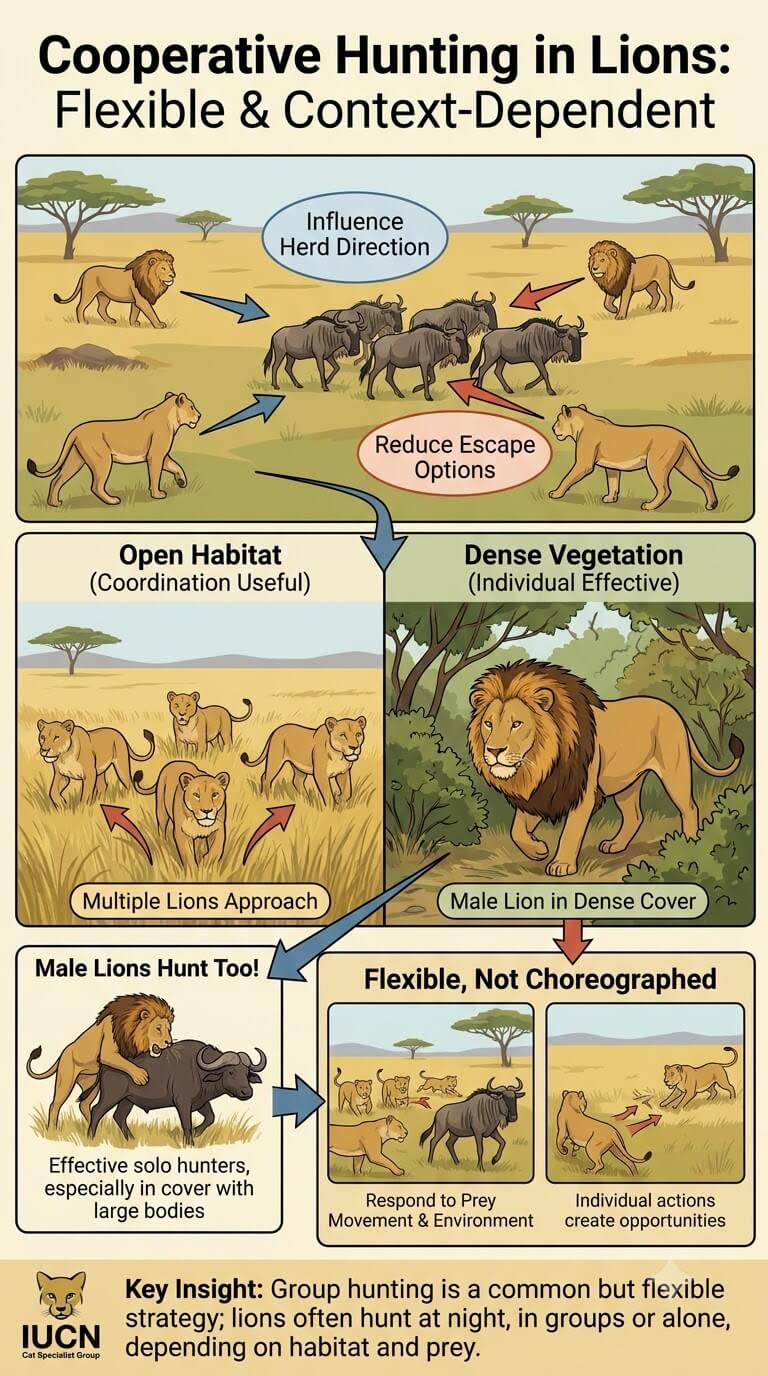 Cooperative Hunting in Lions