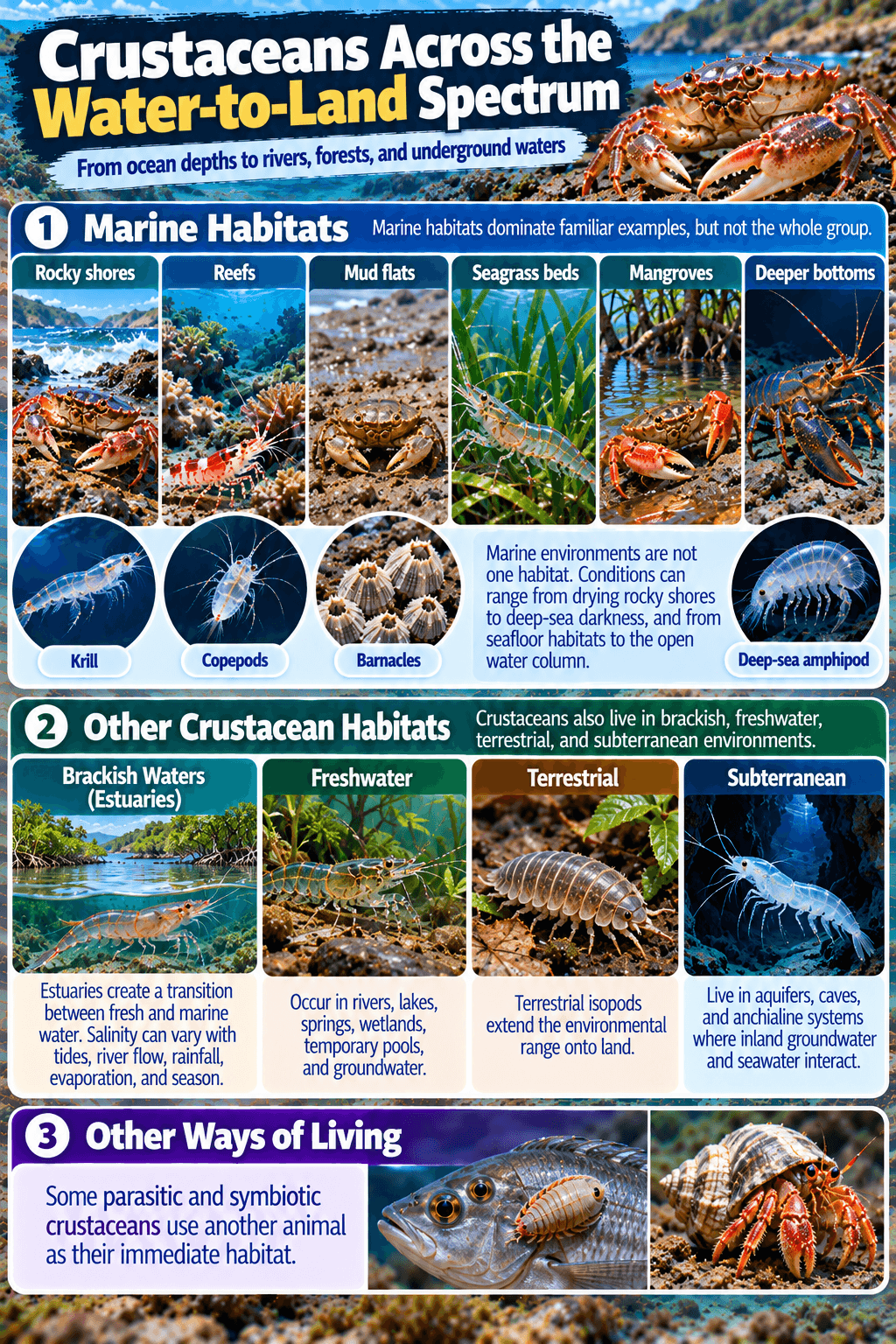 Crustaceans Across the Water-to-Land Spectrum