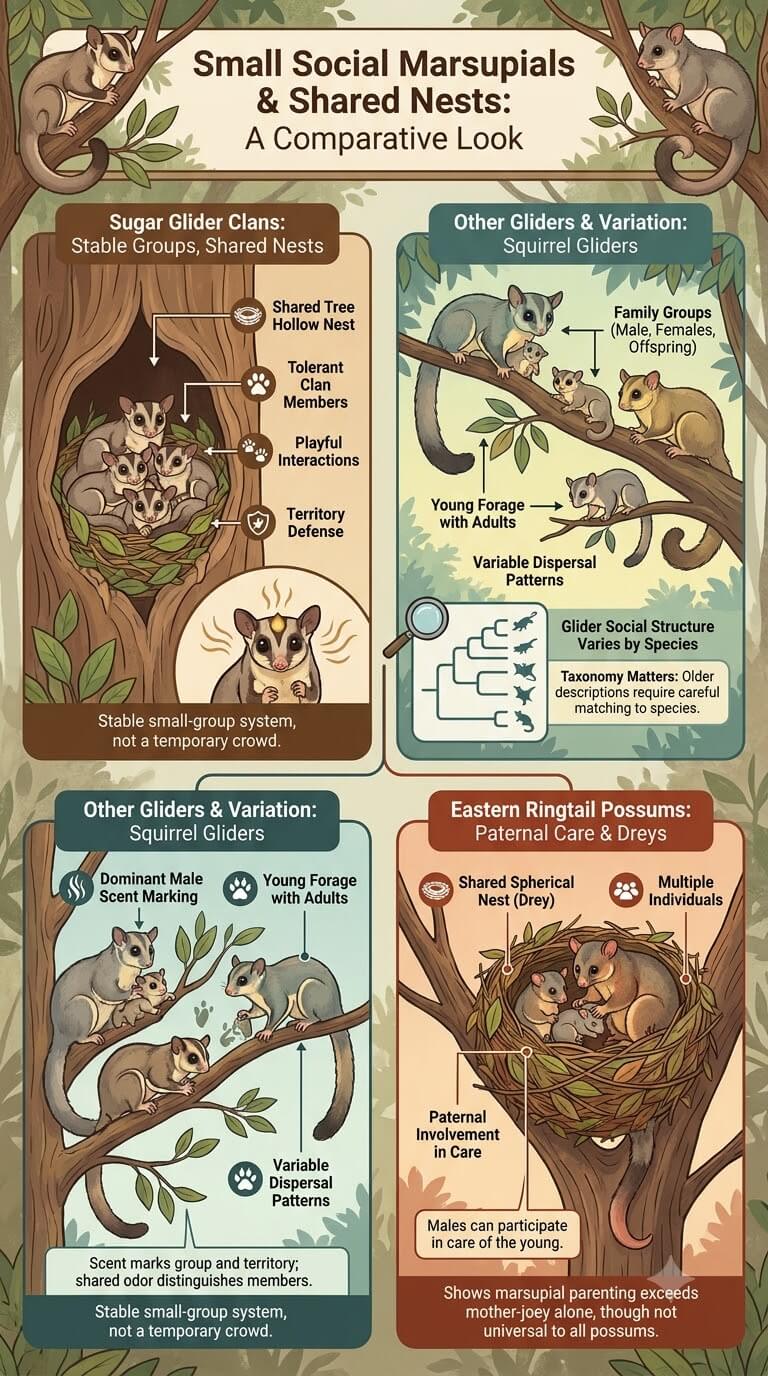 Small Social Marsupials and Shared Nests