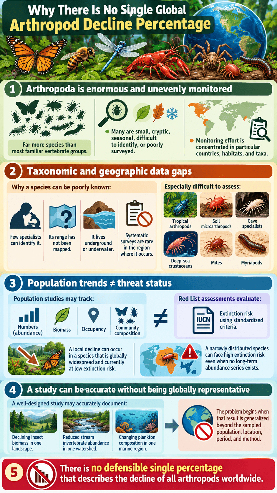 Why There Is No Single Global Arthropod Decline Percentage