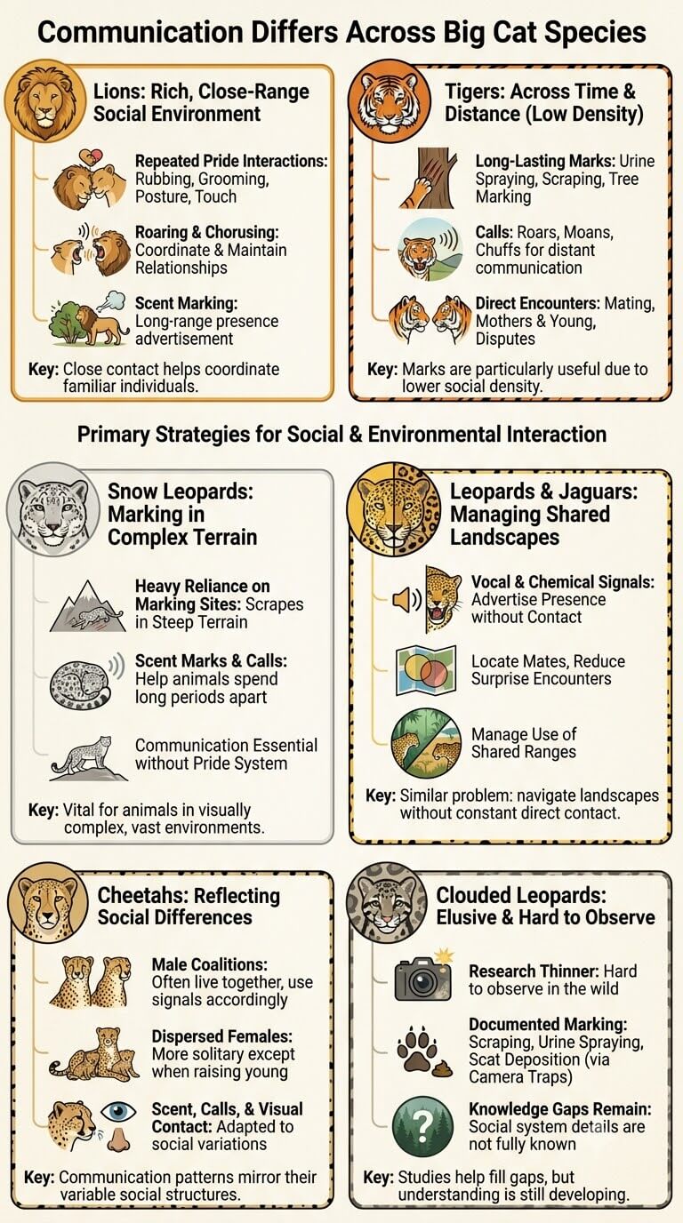 Communication Differs Across Big Cat Species