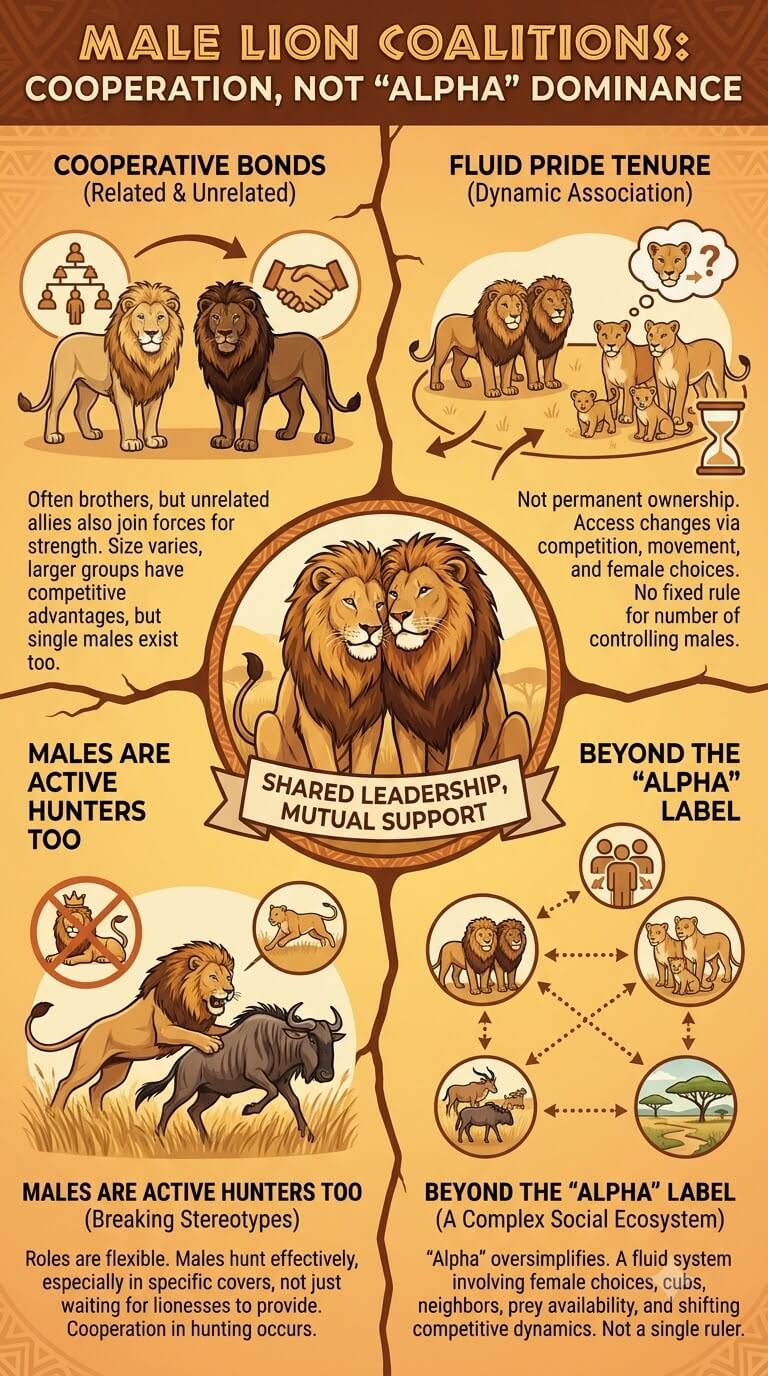 Male Lion Coalitions Are Not an “Alpha Male” System