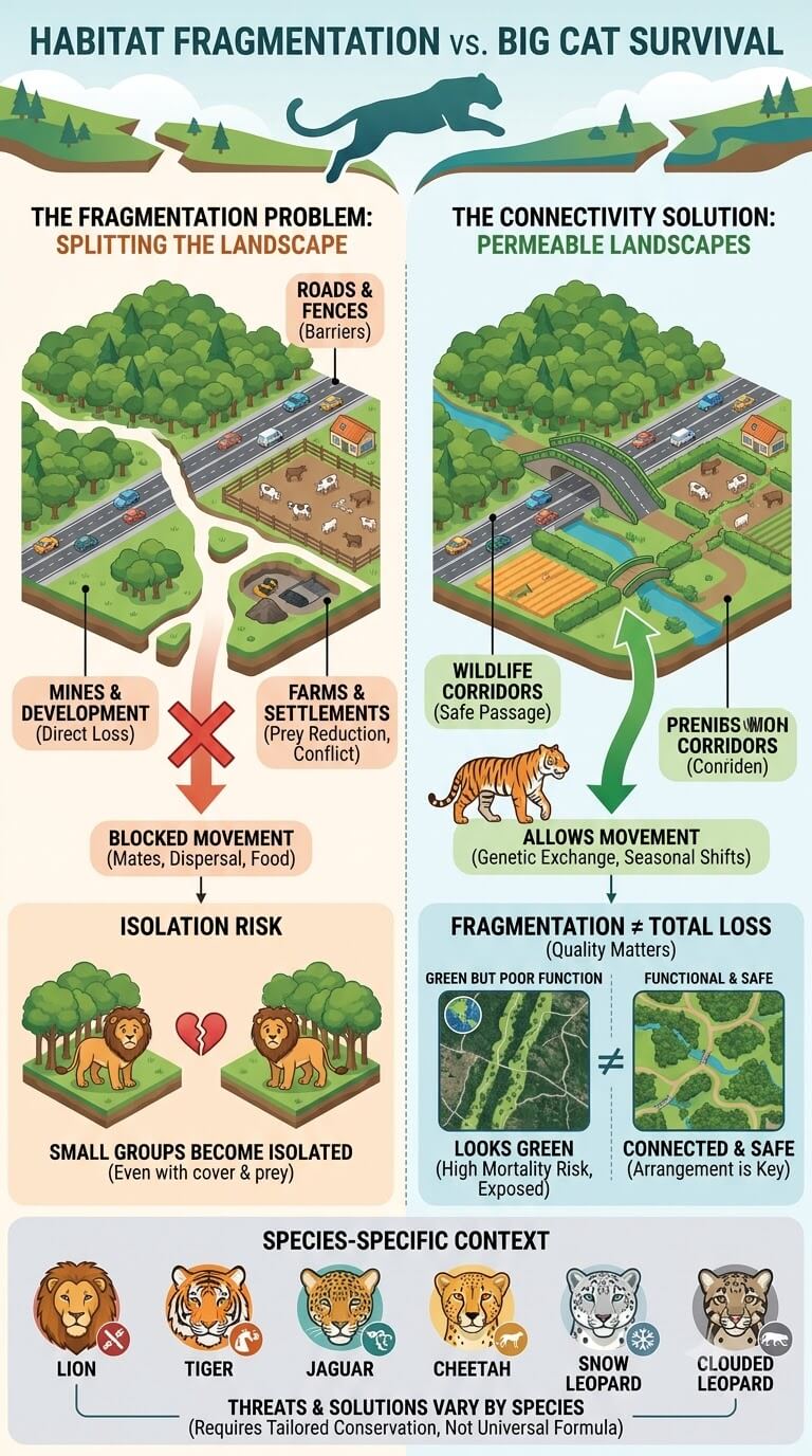 Habitat Fragmentation Changes Where Big Cats Can Survive