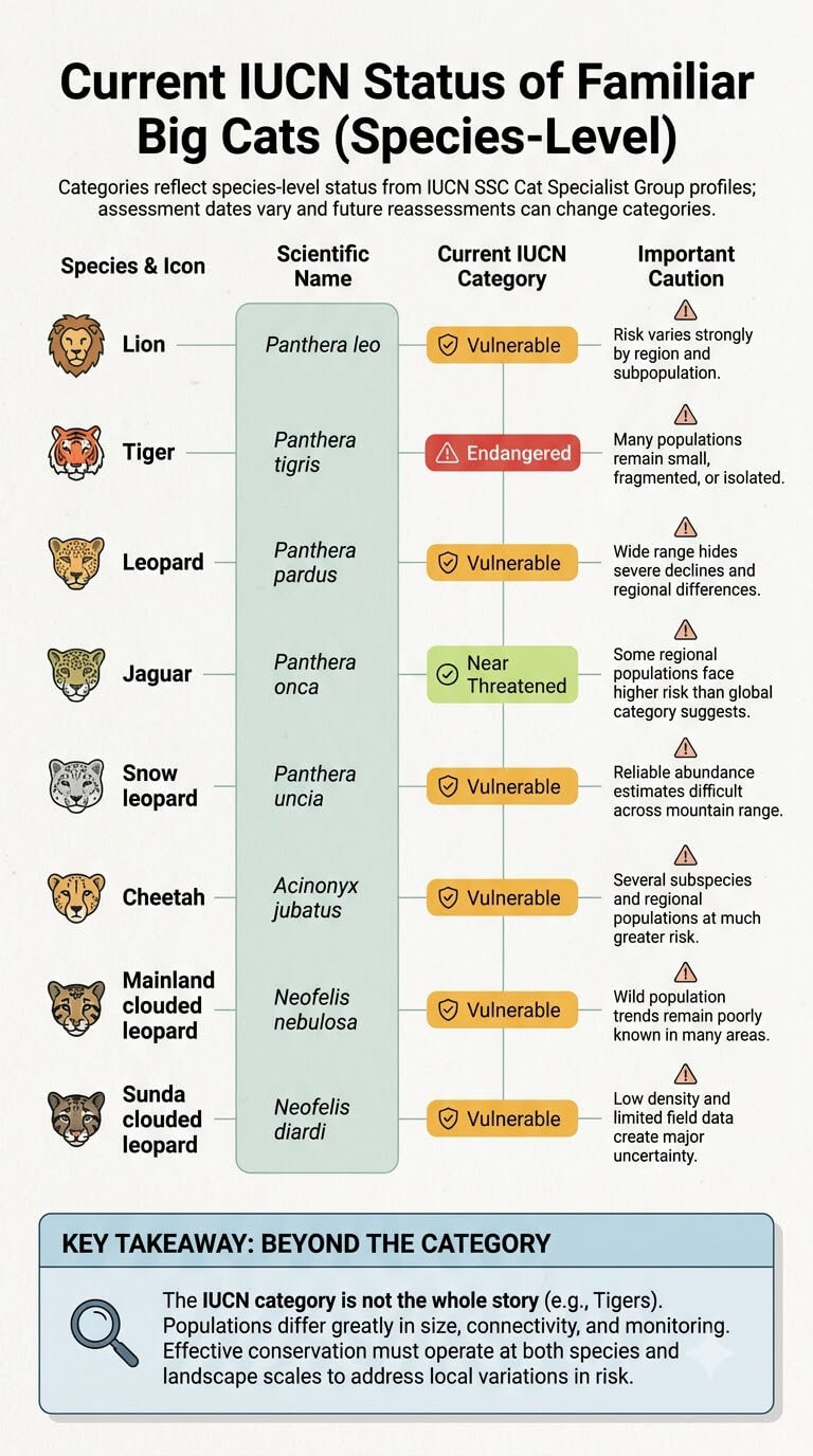 Current IUCN Status of Familiar Big Cats