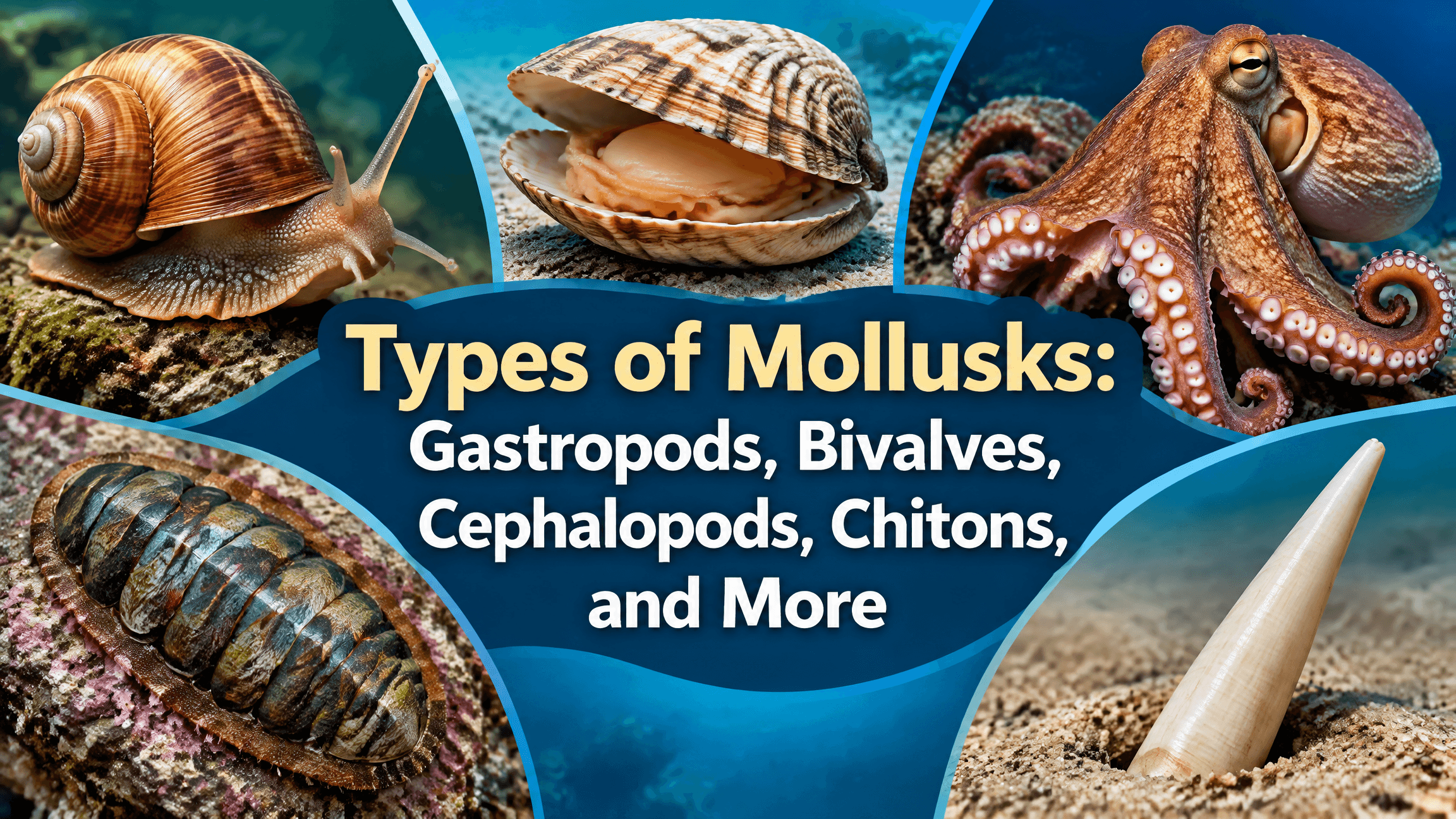 Types of Mollusks: Gastropods, Bivalves, Cephalopods, Chitons, and More