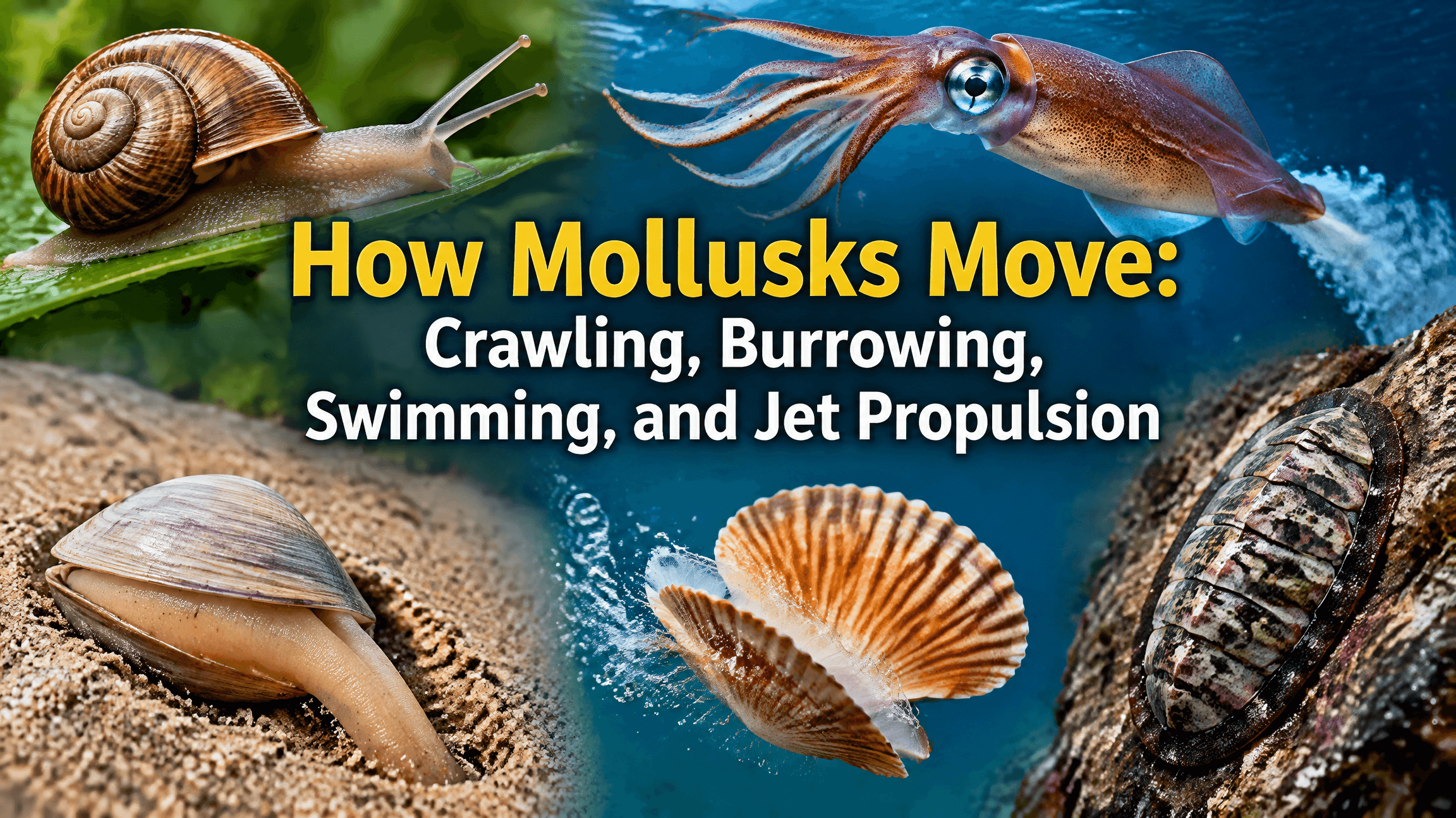How Mollusks Move: Crawling, Burrowing, Swimming, and Jet Propulsion