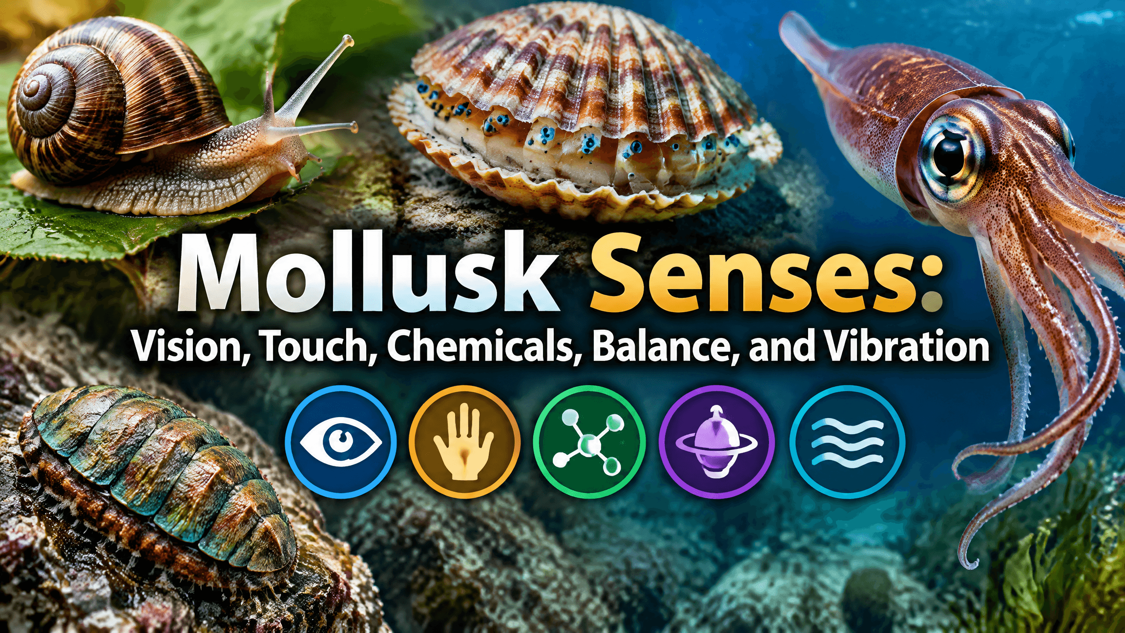 Mollusk Senses: Vision, Touch, Chemicals, Balance, and Vibration