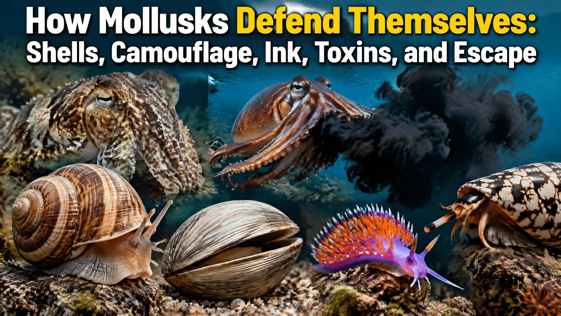How Mollusks Defend Themselves: Shells, Camouflage, Ink, Toxins, and Escape