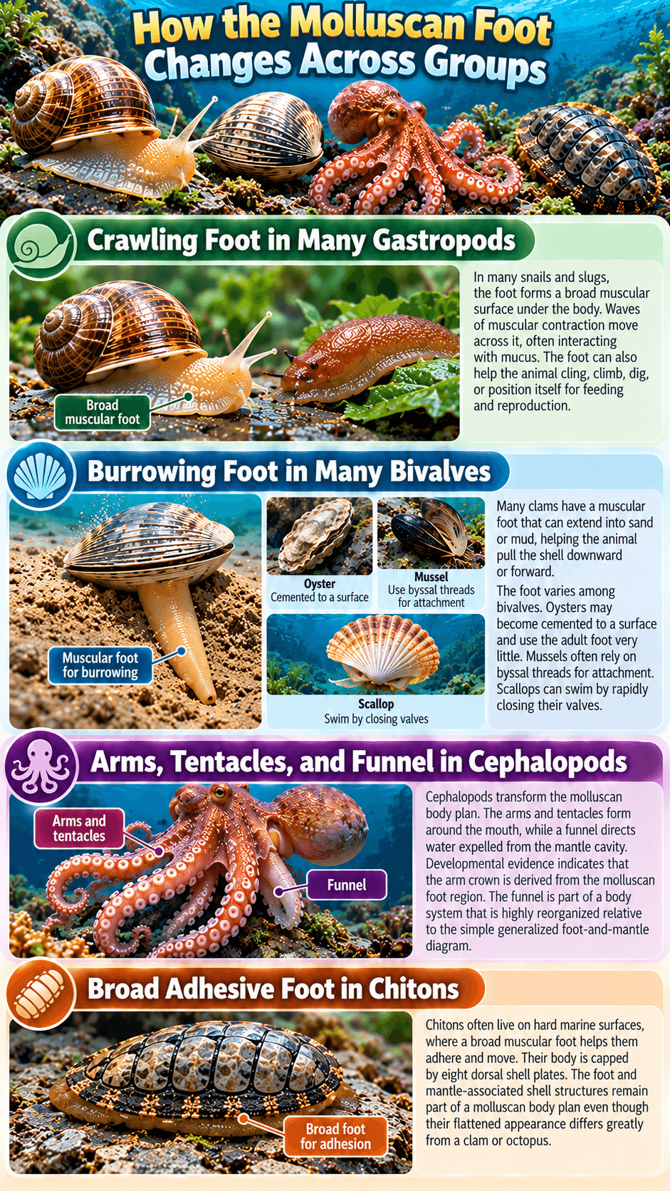 How the Molluscan Foot Changes Across Groups