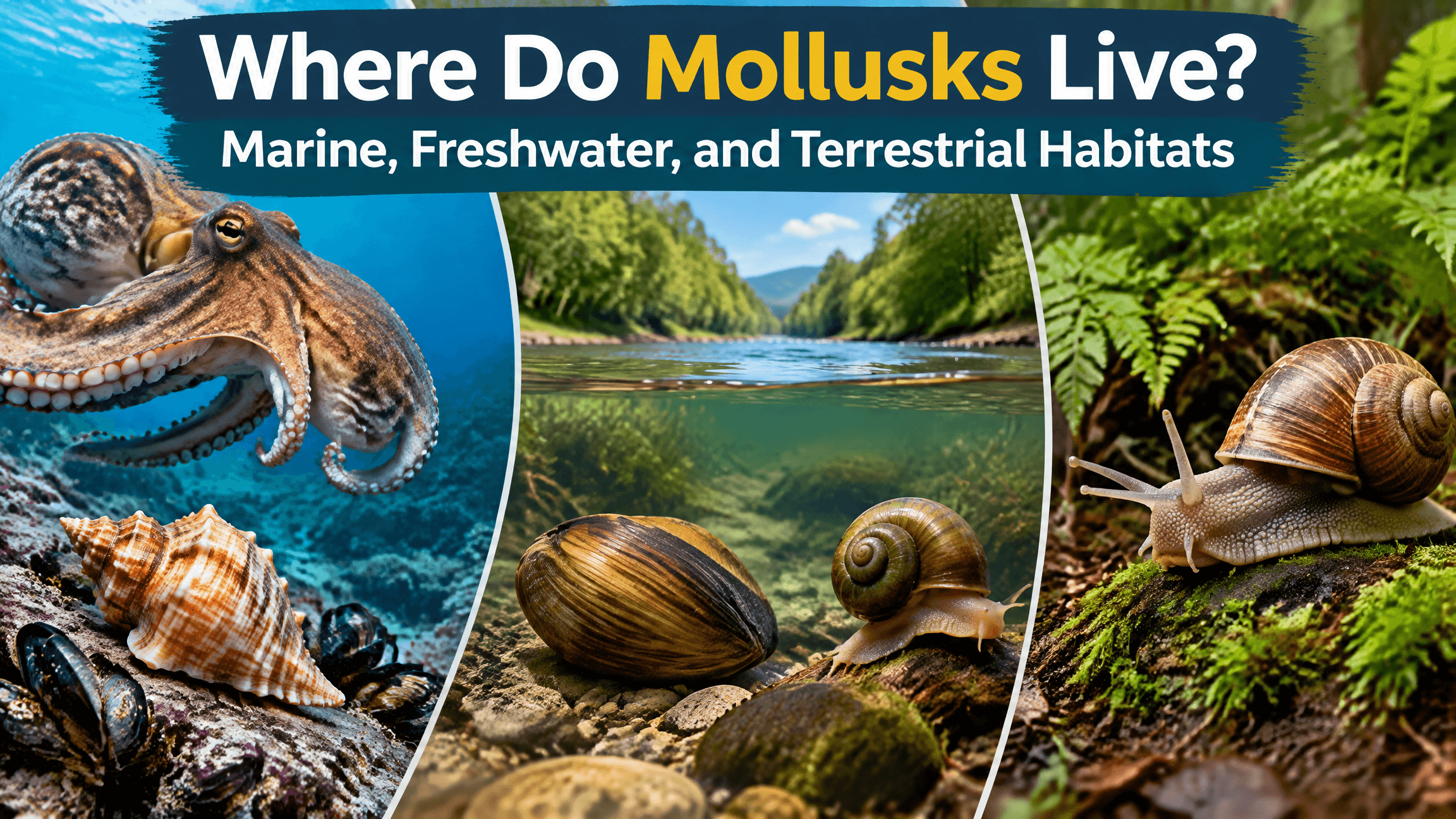 Where Do Mollusks Live? Marine, Freshwater, and Terrestrial Habitats