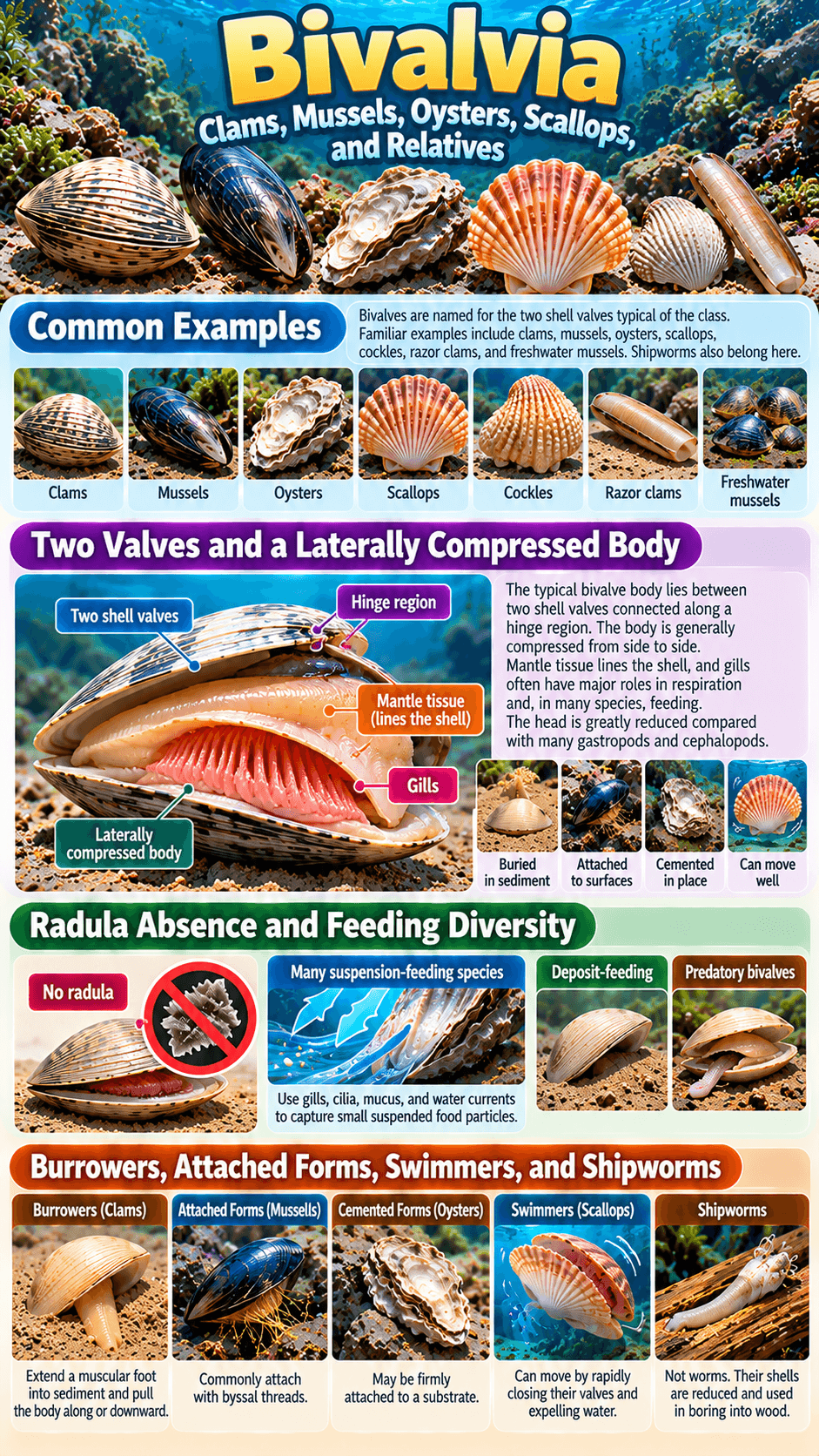 Bivalvia: Clams, Mussels, Oysters, Scallops, and Relatives