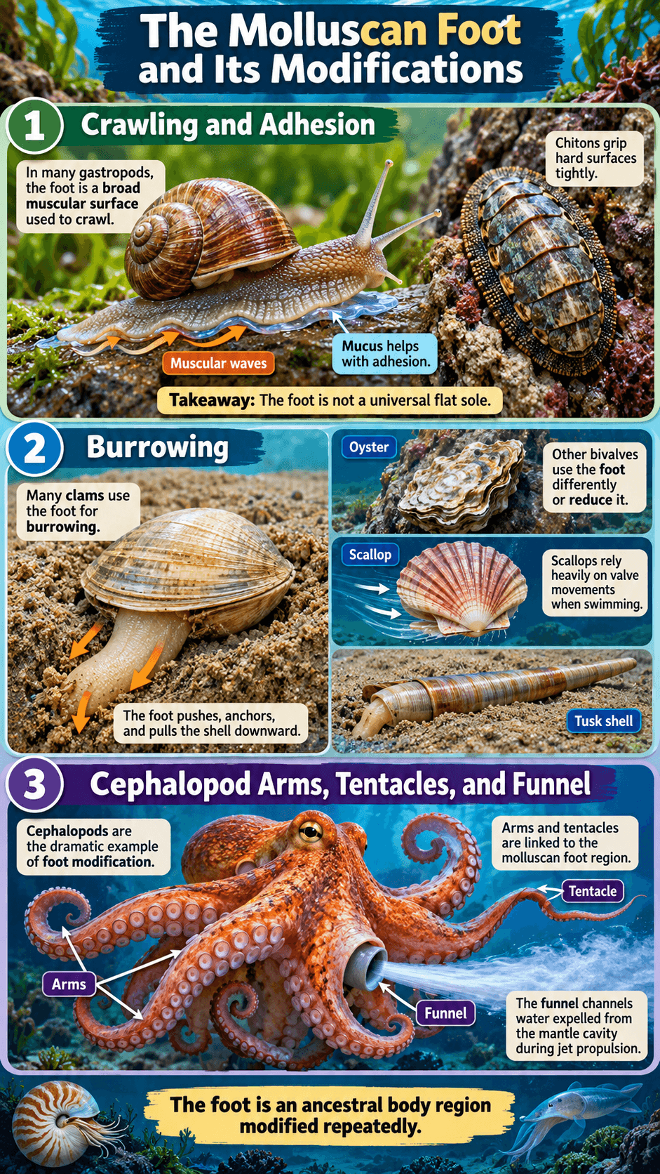 The Molluscan Foot and Its Modifications