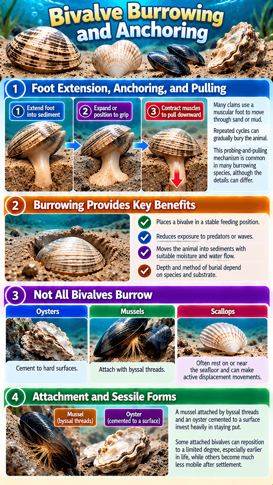 Bivalve Burrowing and Anchoring