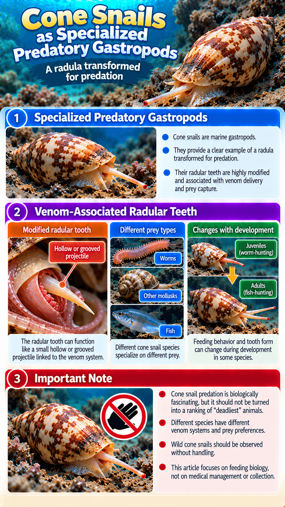 Cone Snails as Specialized Predatory Gastropods