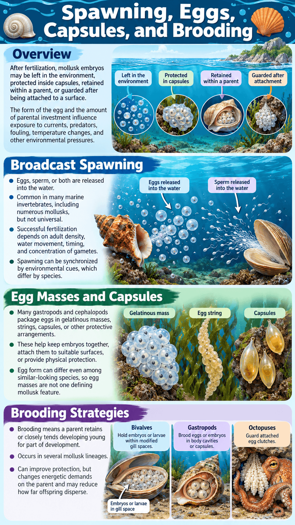 Spawning, Eggs, Capsules, and Brooding