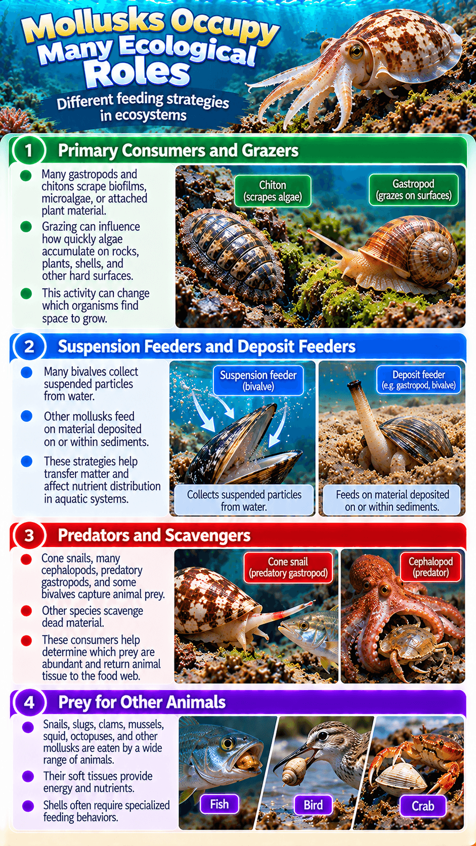 Mollusks Occupy Many Ecological Roles